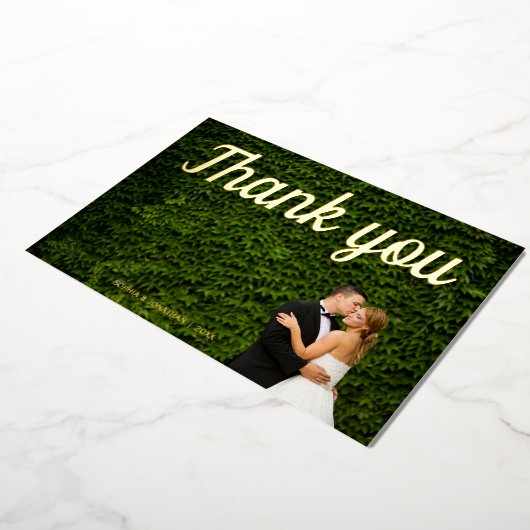 Eenvoudige kalligrafie trouwfoto bedankt voor je k folie feestdagenkaart (Gedraaid)