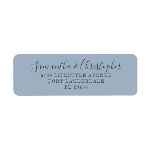 Eenvoudige kalligrafie-usty Blue Wedding Etiket (Voorkant)