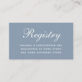 Eenvoudige kalligrafie van de blauwe bruiloft informatiekaartje