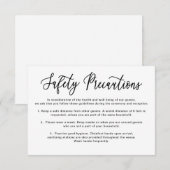 Eenvoudige kalligrafie Wedding Veiligheidsmaatrege Informatiekaartje (Voorkant / Achterkant)
