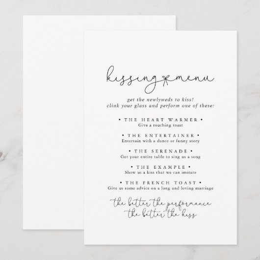 Eenvoudige kalligrafie-weduwenmenu Spel Kaart (Voorkant / Achterkant)