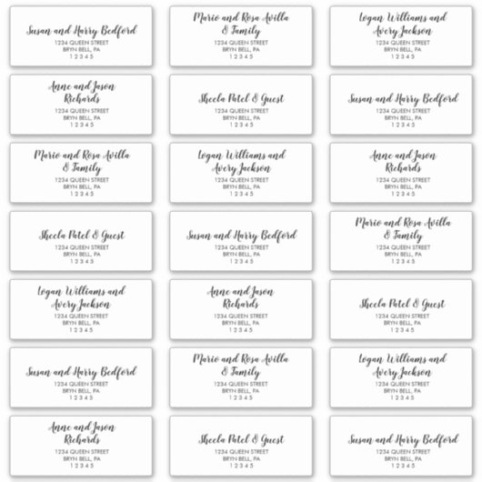 Eenvoudige kalligrafie-weduwnaar-Adresetiketten Sticker (Voorkant)