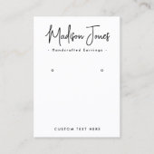 Eenvoudige Kalligrafie Witte Oorbel Display Kaart Visitekaartje (Voorkant)