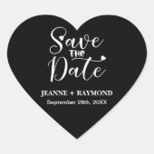 Eenvoudige kalligrafie Zwart Bruiloft Save the Dat Hart Sticker (Voorkant)