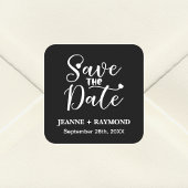 Eenvoudige kalligrafie Zwart Bruiloft Save the Dat Vierkante Sticker
