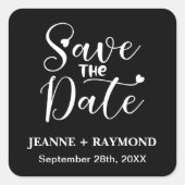 Eenvoudige kalligrafie Zwart Bruiloft Save the Dat Vierkante Sticker (Voorkant)