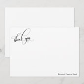 Eenvoudige kalligrafie zwart-wit bedankkaart (Voorkant / Achterkant)