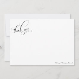 Eenvoudige kalligrafie zwart-wit bedankkaart
