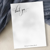 Eenvoudige kalligrafie zwart-wit bedankkaart