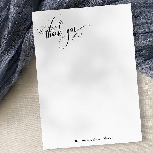 Eenvoudige kalligrafie zwart-wit bedankkaart