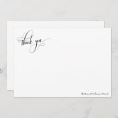 Eenvoudige kalligrafie zwart-wit bedankkaart (Voorkant / Achterkant)