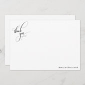 Eenvoudige kalligrafie zwart-wit bedankkaart (Voorkant / Achterkant)