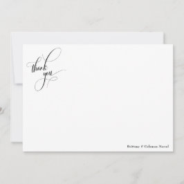 Eenvoudige kalligrafie zwart-wit bedankkaart