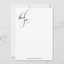 Eenvoudige kalligrafie zwart-wit bedankkaart