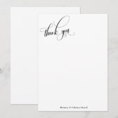 Eenvoudige kalligrafie zwart-wit bedankkaart (Voorkant / Achterkant)