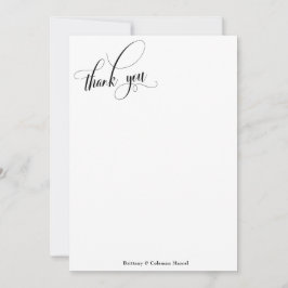 Eenvoudige kalligrafie zwart-wit bedankkaart