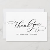 eenvoudige kalligrafie zwart-wit bruiloft bedankkaart (Voorkant)