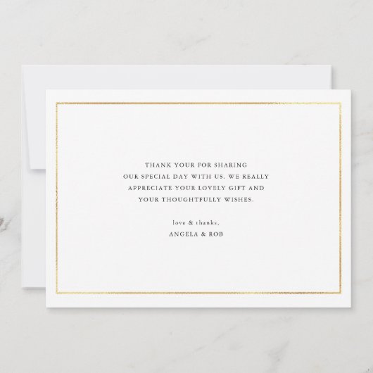 eenvoudige kalligrafie zwart-wit bruiloft bedankkaart (Achterkant)