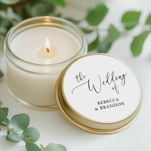 Eenvoudige kalligrafie zwart-wit rustieke bruiloft ronde sticker