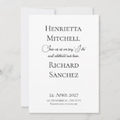 Eenvoudige kalligrafie zwart-witbruiloft kaart (Voorkant)