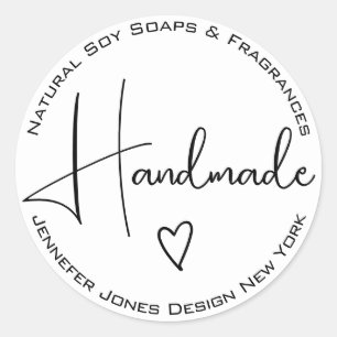 Eenvoudige kalligrafie zwarte en witte handgemaakt ronde sticker