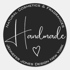 Eenvoudige kalligrafie zwarte en witte handgemaakt ronde sticker