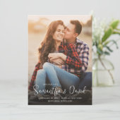 Eenvoudige kalligrafieminimiet twee foto-QR-code Kaart (Staand voorkant)