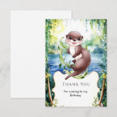 Eenvoudige Kalm Otter Verjaardag Bedankkaart (Voorkant / Achterkant)