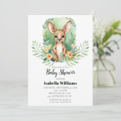 Eenvoudige Kangoeroe Waterverf Baby shower Kaart (Staand voorkant)