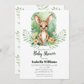 Eenvoudige Kangoeroe Waterverf Baby shower Kaart (Voorkant / Achterkant)