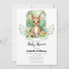 Eenvoudige Kangoeroe Waterverf Baby shower Kaart