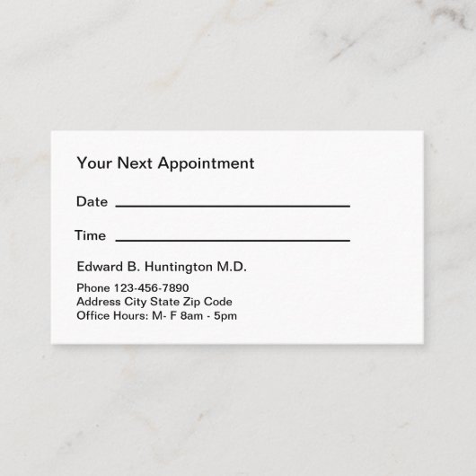 Eenvoudige Kantoor-benoemingskaarten Afsprakenkaartje (Voorkant)