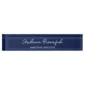 Eenvoudige kantoor Navy-blauw en witte script func Naambordje (Voorkant)