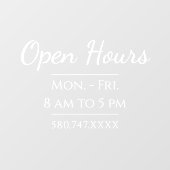 Eenvoudige kantooruren en telefoonnummer raamsticker (Vel)