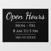 Eenvoudige kantooruren en telefoonnummer raamsticker (Vel)