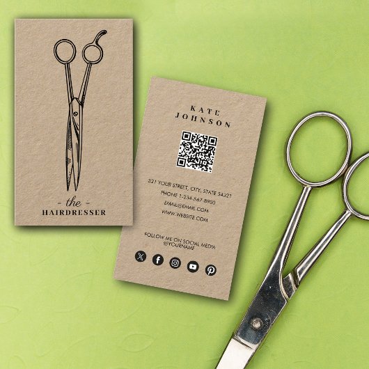 Eenvoudige kapper kapper schoonheidssalon QR-code Visitekaartje