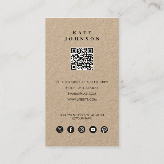 Eenvoudige kapper kapper schoonheidssalon QR-code Visitekaartje (Achterkant)