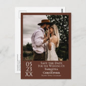 Eenvoudige kastanje bruine bruiloft Bewaar de datu Briefkaart (Voorkant / Achterkant)