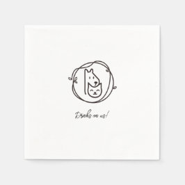 Eenvoudige Kat en Hond Lijn Kunst cocktail Servet