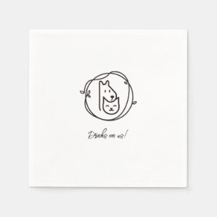 Eenvoudige Kat en Hond Lijn Kunst cocktail Servet