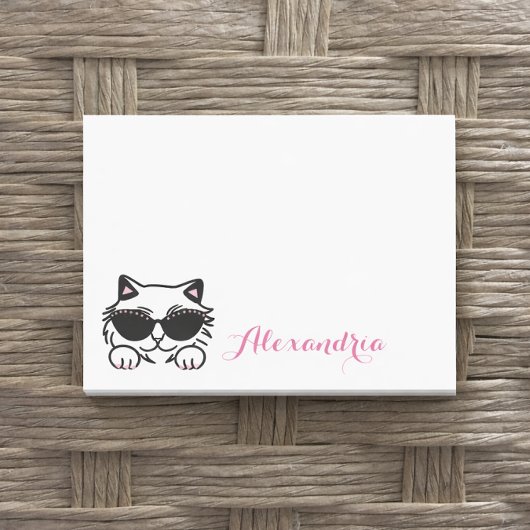 Eenvoudige kat glitter zonnebril gepersonaliseerd post-it® notes
