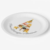 Eenvoudige kat kerst papieren bordje (Gekanteld)