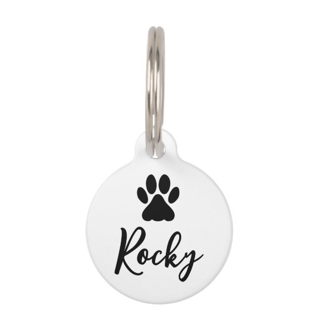 Eenvoudige kat naam poot afdrukken met telefoonnum huisdierpenning (Voorkant)