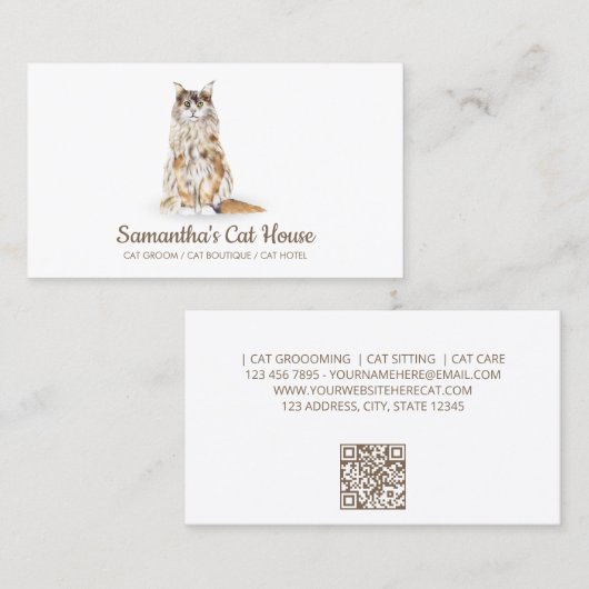 Eenvoudige kat zitten visitekaartje (Voorkant / Achterkant)