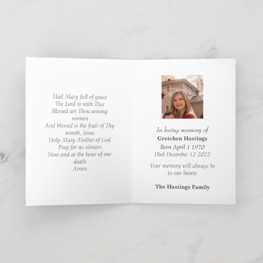 Eenvoudige katholieke Kaart van de begrafenis Memo (Binnenlaag)