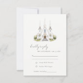 Eenvoudige Katholieke Waterverf bruiloft RSVP Kaartje (Voorkant)