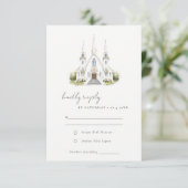 Eenvoudige Katholieke Waterverf bruiloft RSVP Kaartje (Staand voorkant)