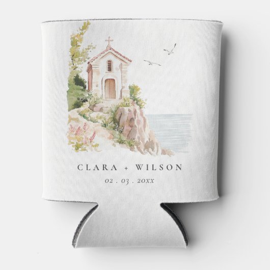 Eenvoudige Katholieke Waterverf Katholieke Kerk br Blikjeskoeler (Voorkant)