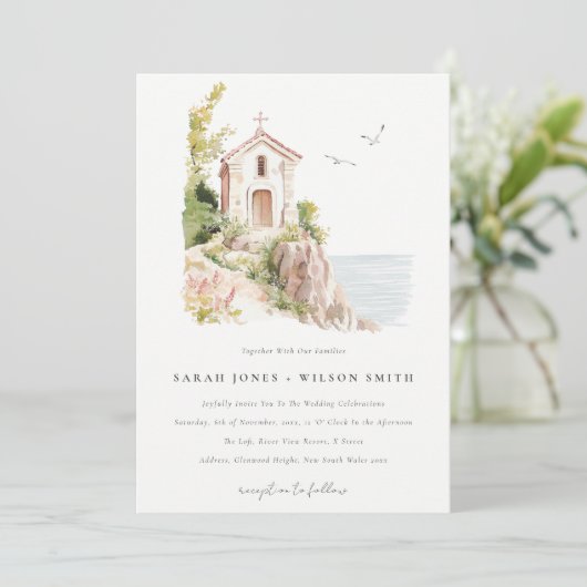 Eenvoudige Katholieke Waterverf Katholieke Kerk br Kaart (Staand voorkant)