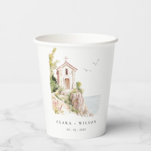 Eenvoudige Katholieke Waterverf Katholieke Kerk br Papieren Bekers (Achterkant)